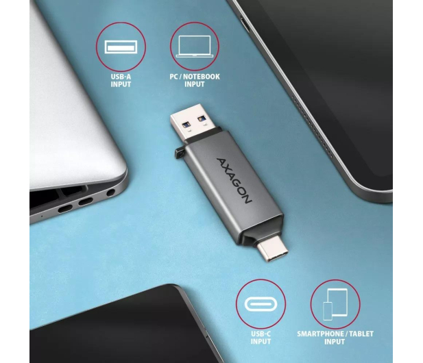 AXAGON CRE-DAC, USB-C + USB-A 3.2, 2-slot & lun SD/microSD, UHS-I - 1353404 - zdjęcie 5